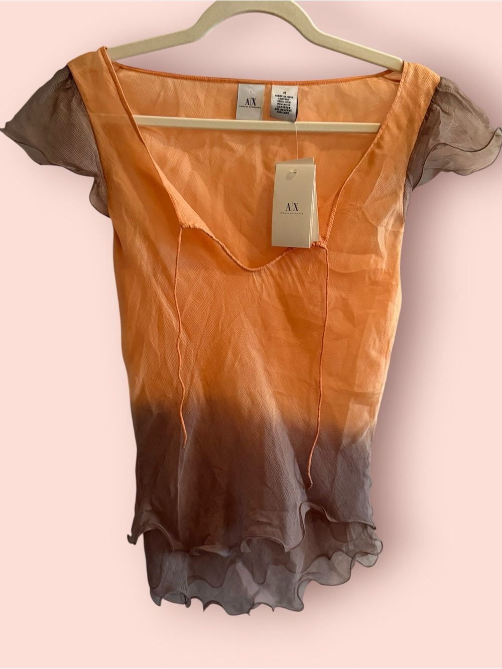 NWT Armani Exchange 100% Silk Ombre Fairy Top Y2K